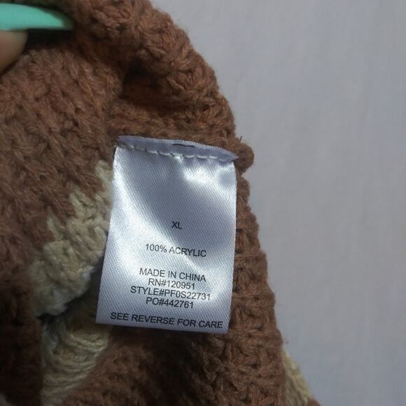 Pink Rose Knit Maple Striped Brown Textured Sweater Neutral Size XL - Picture 7 of 8